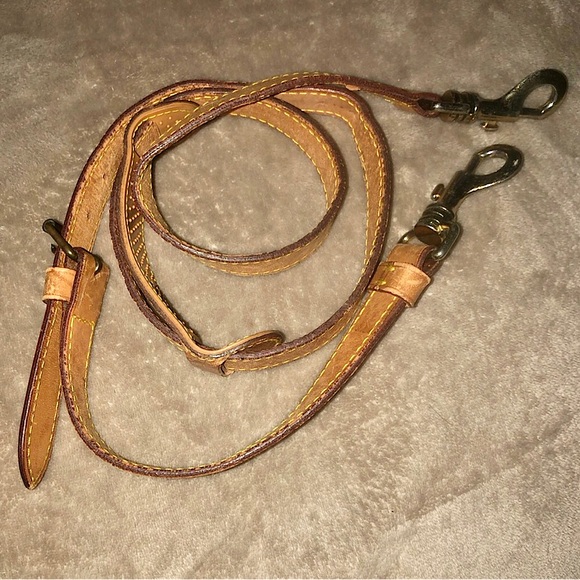 LOUIS VUITTON Vachetta Replacement Shoulder Strap Keepall Bandolier with Clips - Picture 10 of 10